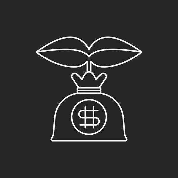 Financiële geld tas lijn pictogram — Stockvector