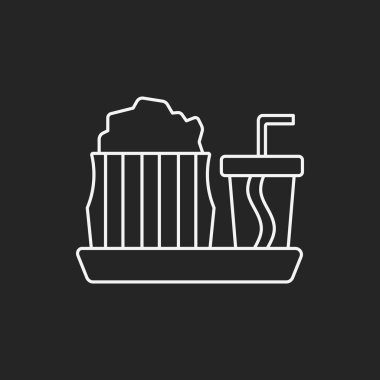 Tiyatro içecekler ve patlamış mısır satırı simgesi