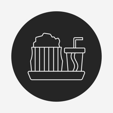 Tiyatro içecekler ve patlamış mısır satırı simgesi