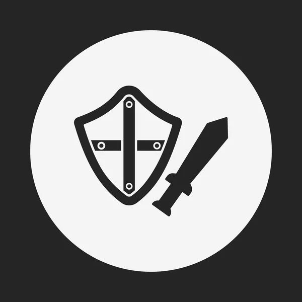 Espada y escudo icono — Vector de stock