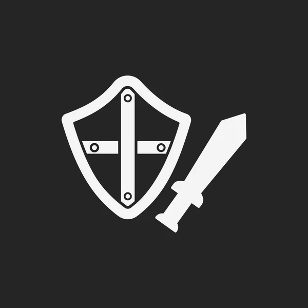Espada y escudo icono — Vector de stock