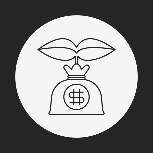 Financiële geld tas lijn pictogram — Stockvector