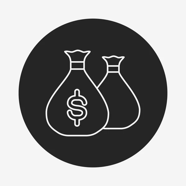 Dinheiro financeiro ícone de linha saco — Vetor de Stock