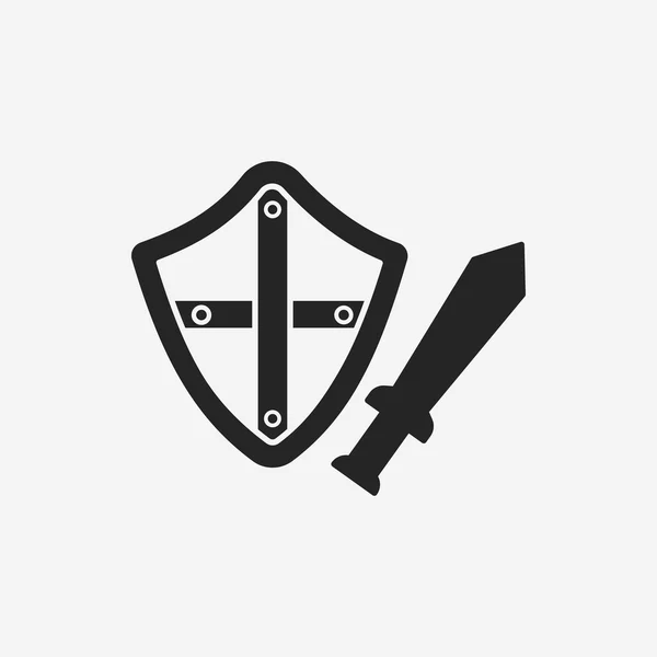 Espada y escudo icono — Vector de stock