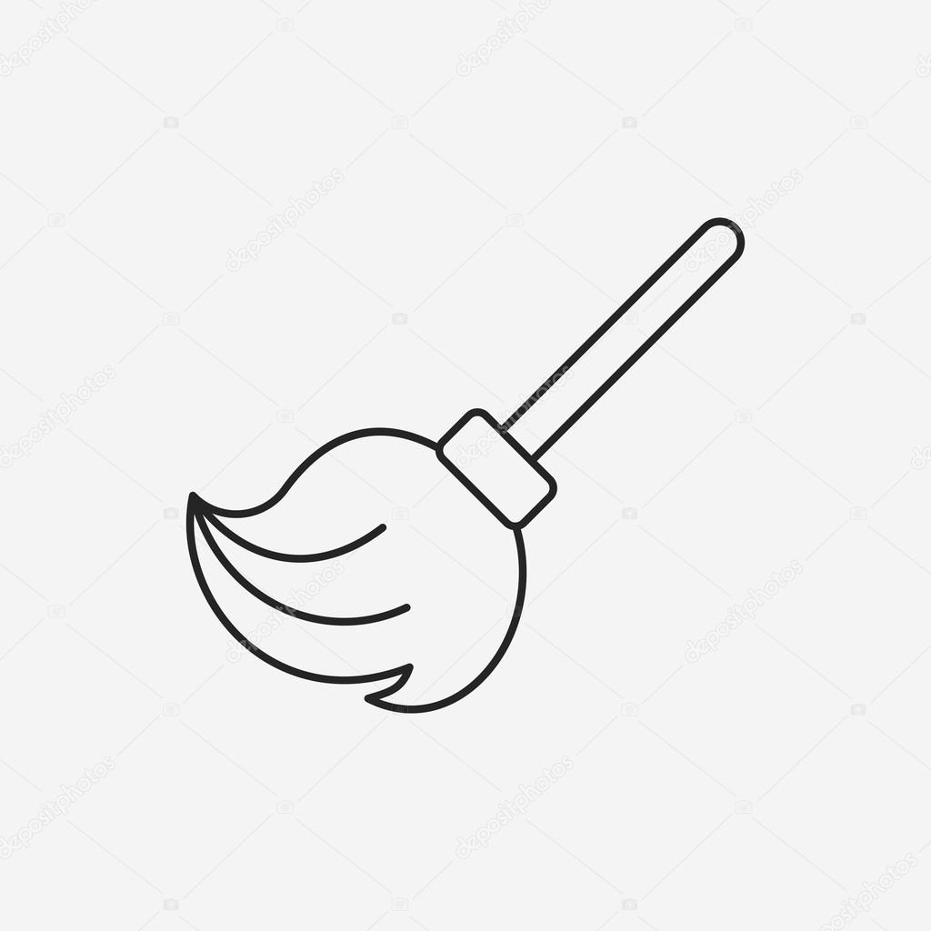 cleaning brush line icon