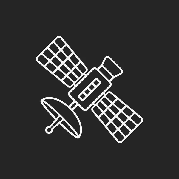 Espacio icono de línea de satélite — Vector de stock
