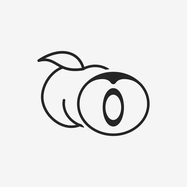 Őszibarack gyümölcsök ikon — Stock Vector