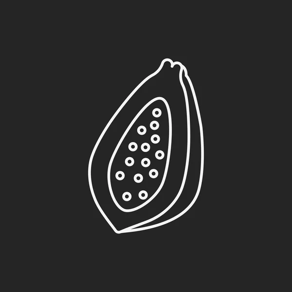 Fruta papaya línea icono — Vector de stock