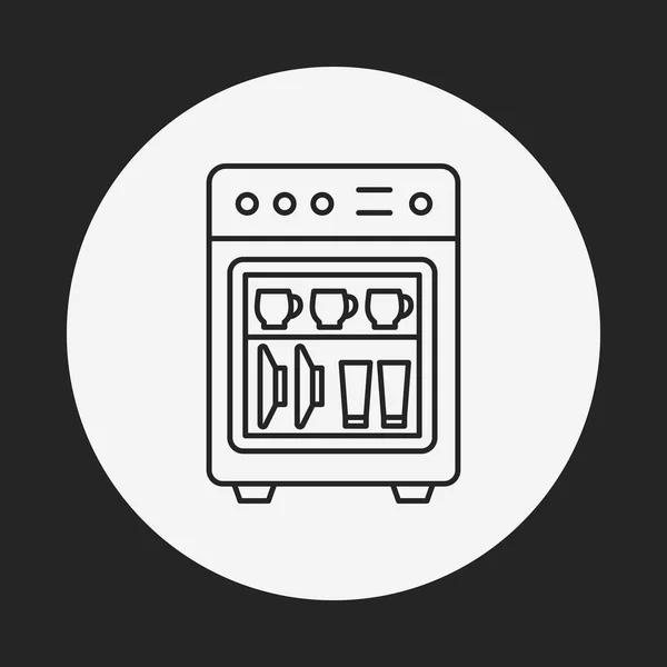 Línea de lavavajillas icono — Vector de stock