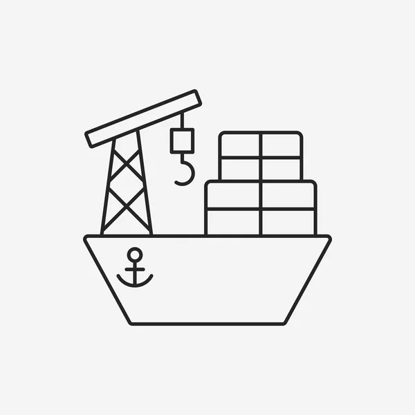 Ícone de linha de barco navio — Vetor de Stock