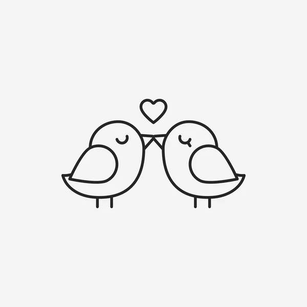 Amoureux oiseaux ligne icône — Image vectorielle