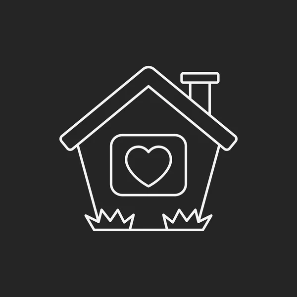 Línea de casa de amor icono — Vector de stock