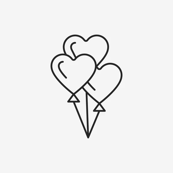Ícone de linha de balão cardíaco — Vetor de Stock