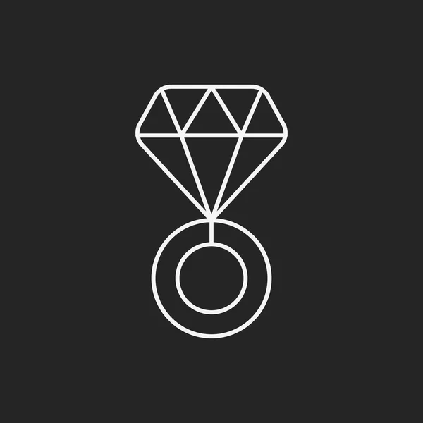 Diamante anillo línea icono — Vector de stock