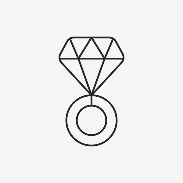 Icona della linea anello diamante — Vettoriale Stock