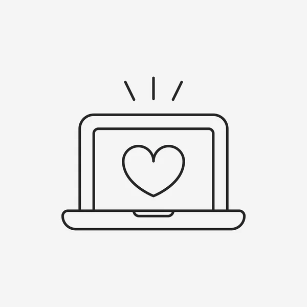 Love computer line icon — Stock Vector