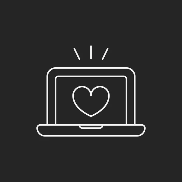Ícone de linha de computador amor — Vetor de Stock