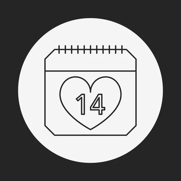 Día de San Valentín línea de calendario icono — Archivo Imágenes Vectoriales