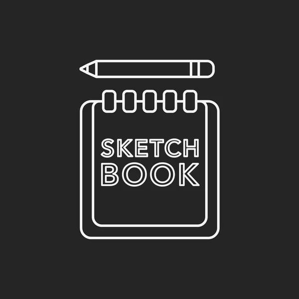 Ícone de linha sketchbook — Vetor de Stock