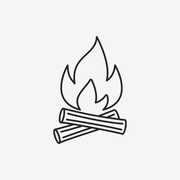 Camp fire line icon — Stock Vector