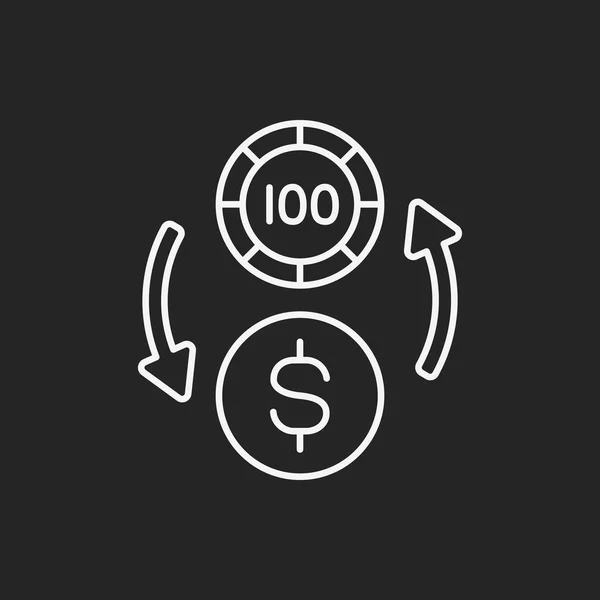 Casino pengar linje-ikonen — Stock vektor