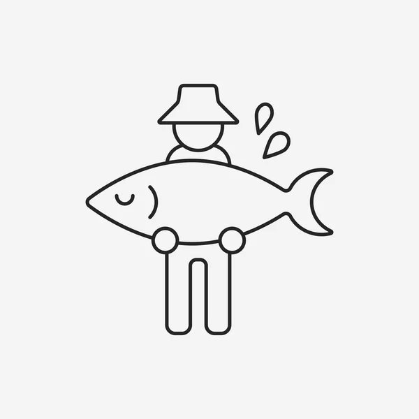 Ícone de linha de pescador — Vetor de Stock