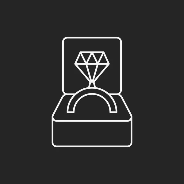 Diamant ring linje ikon — Stock vektor