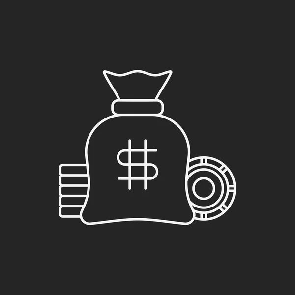 Casino línea de dinero icono — Vector de stock