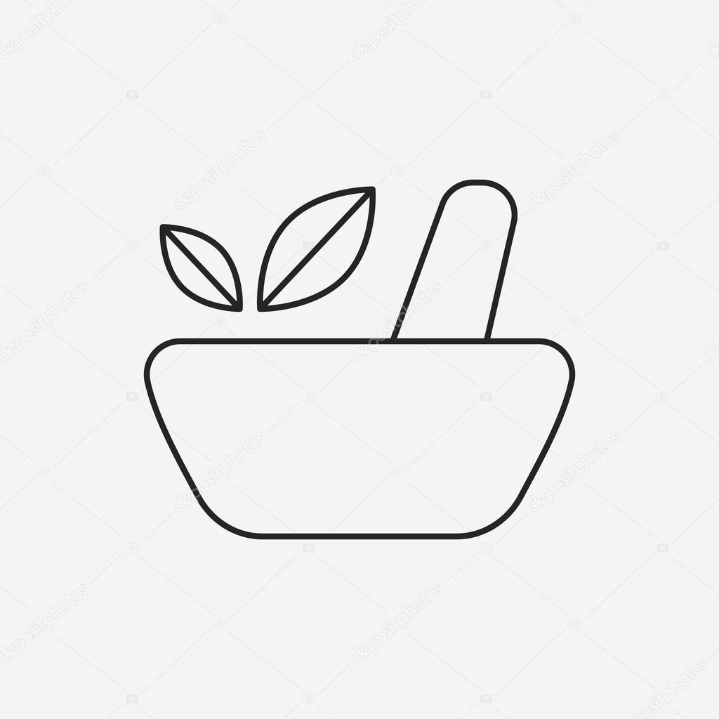 herbal bowl line icon