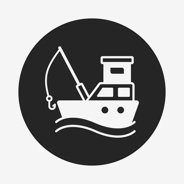 Icono del barco de pesca — Vector de stock