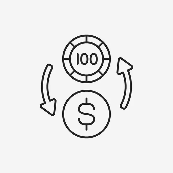Ένα εικονίδιο με το σήμα Casino χρήματα γραμμή — Διανυσματικό Αρχείο