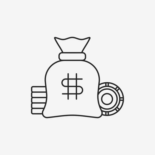 Casino argent ligne icône — Image vectorielle