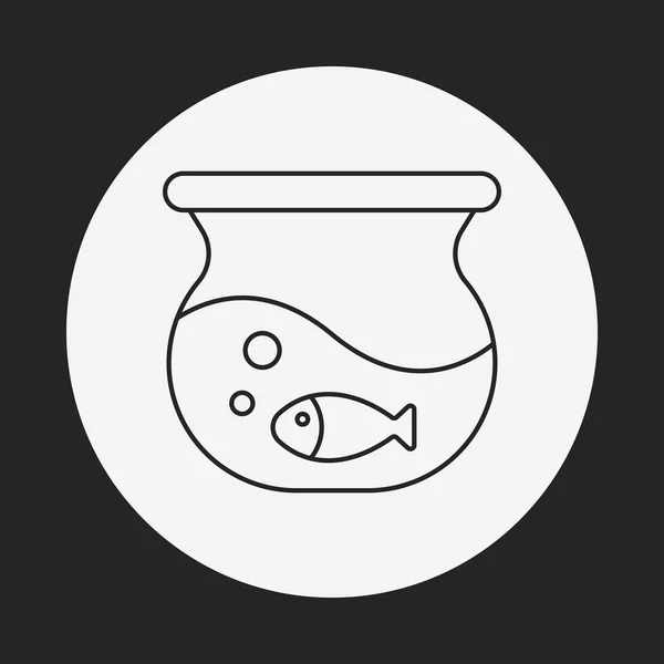 Fish bowl line icon — Stock Vector