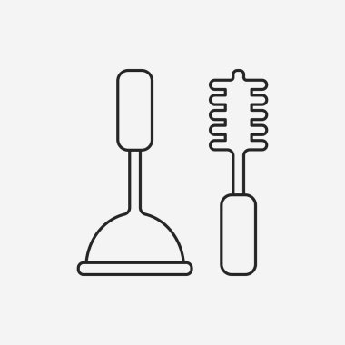 Tuvalet dalgıç ve fırça satırı simgesi