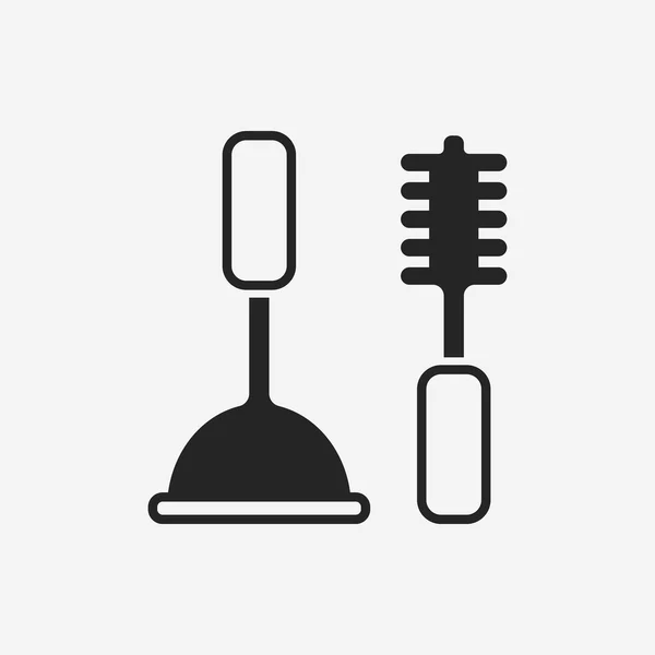 Toilet plunger and brush icon — Stock Vector