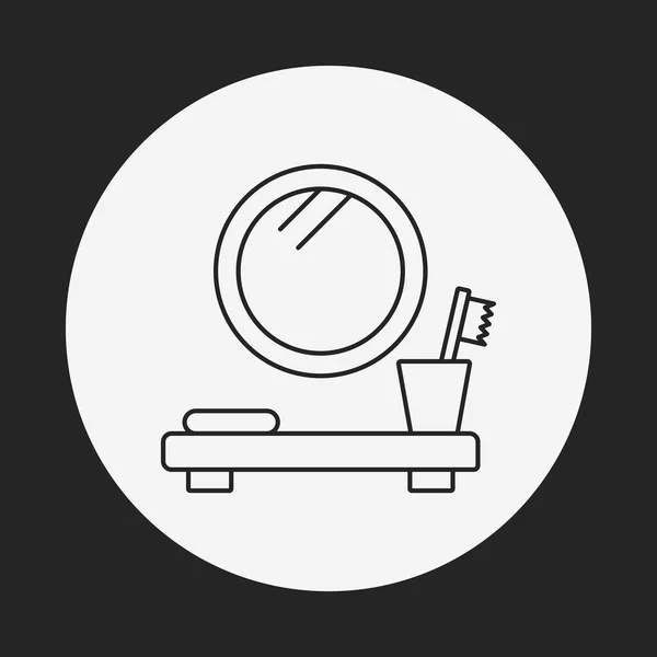 Icône de ligne de lavabo miroir — Image vectorielle