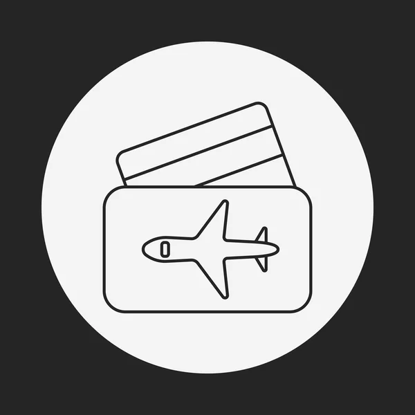 Icono de línea de billete de avión — Vector de stock