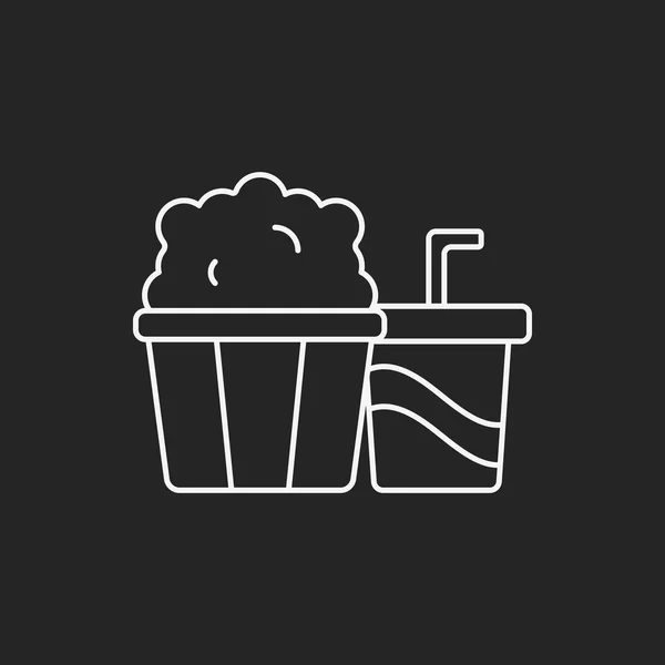 Popcorn and soda line icon — Stock Vector