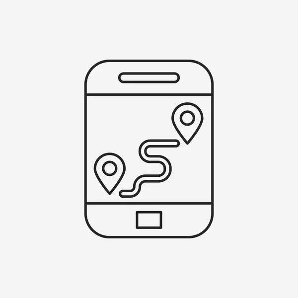 Icono de línea de mapa del teléfono celular — Vector de stock