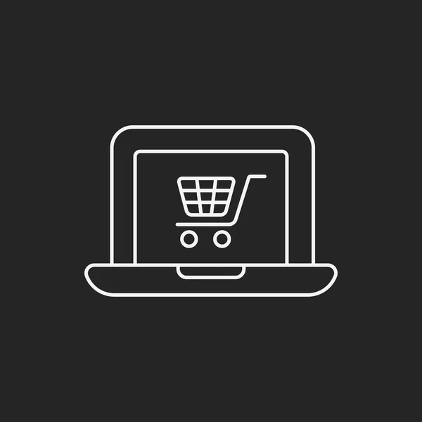 Ícone de linha de compras online — Vetor de Stock