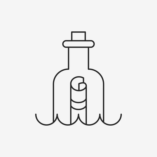 Mensaje en un icono de línea de botella — Vector de stock