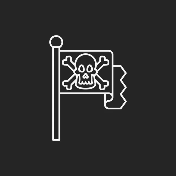 Pirátská vlajka řádku ikona — Stockový vektor