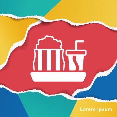 Tiyatro içecekler ve patlamış mısır kutsal kişilerin resmi
