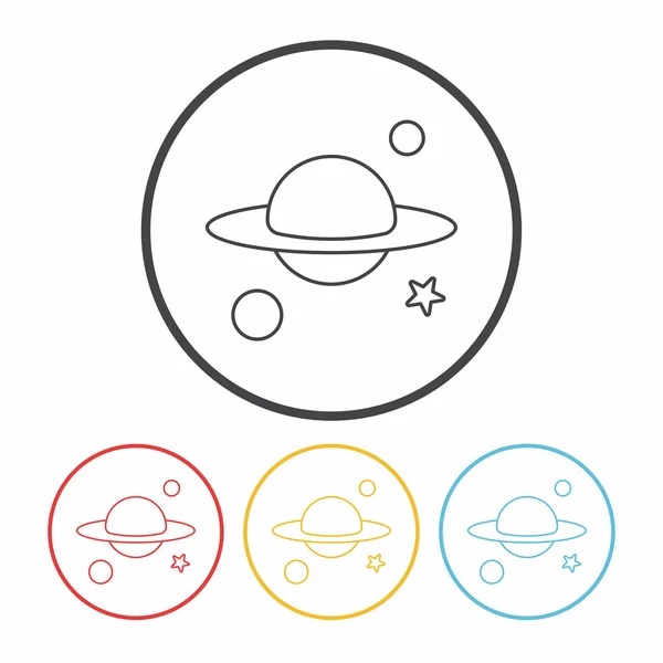 Planeta espacial icono de línea — Vector de stock