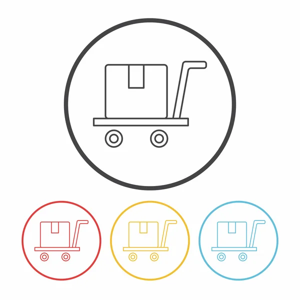 Logistyka transportu towarowego wózek linia ikona — Wektor stockowy