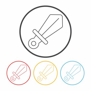 Kılıç ve kalkan satırı simge vektör çizim