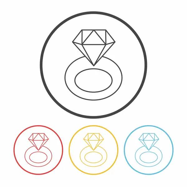Diamante anillo línea icono — Vector de stock