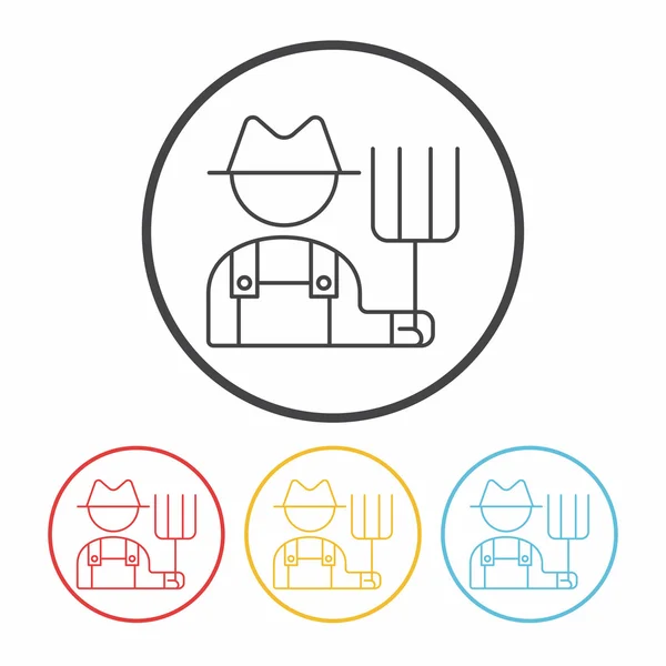 Icono de línea agricultor — Vector de stock