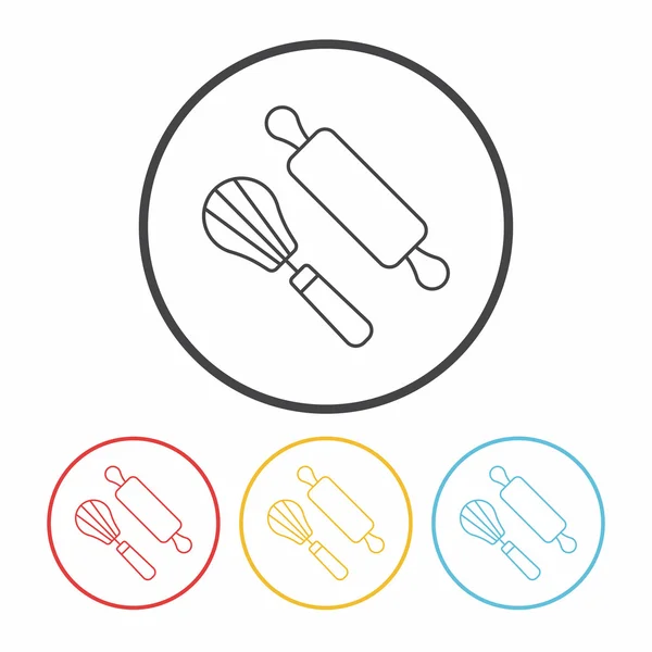 Rolling pin línea icono vector ilustración — Archivo Imágenes Vectoriales