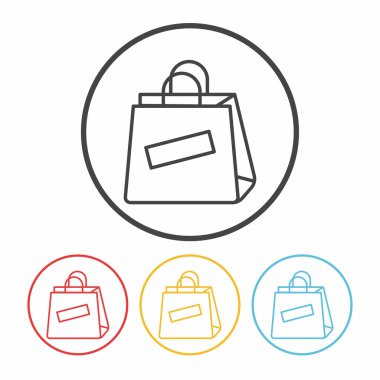 alışveriş çantası satır simge vektör çizim